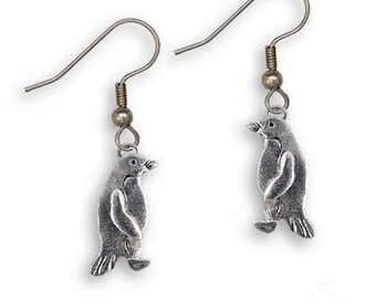 Pewter Penguin Earrings