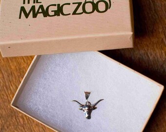 Small Longhorn Cow Pendant Sterling Silver