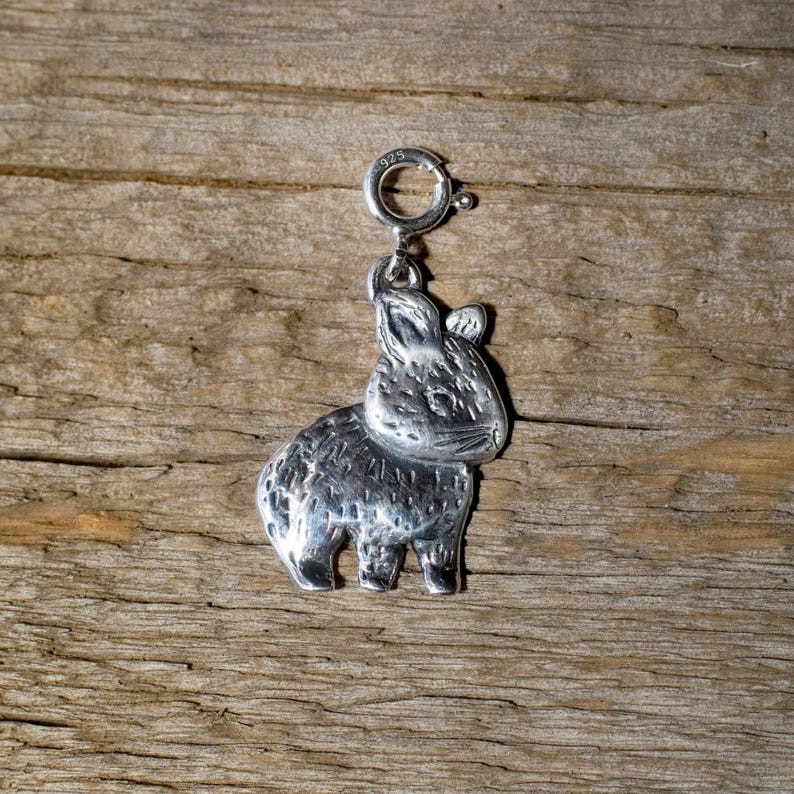 Ciondolo a forma di coniglio nano olandese per bracciale in argento sterling immagine 6