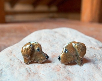 Enamel Golden Retriever Stud Earrings