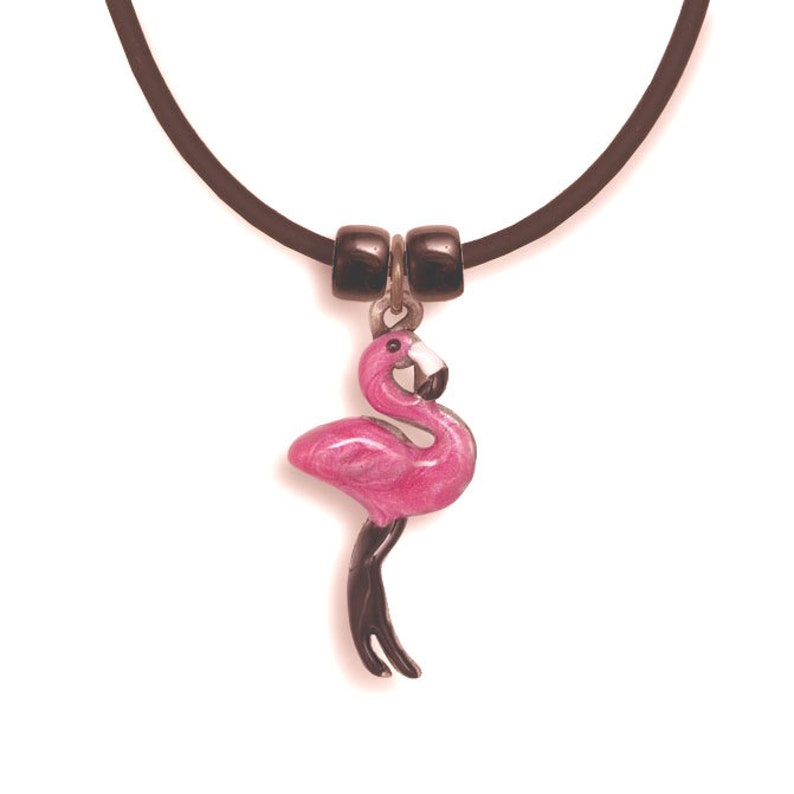 Enamel Pink Flamingo Necklace image 1