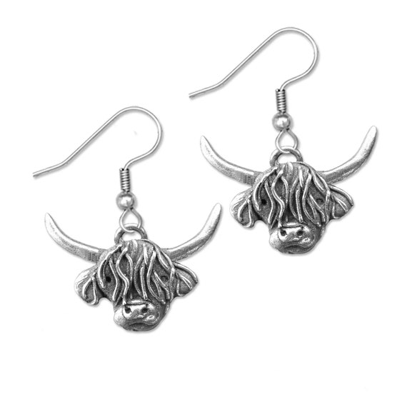 Sterling silver shop cow earrings
