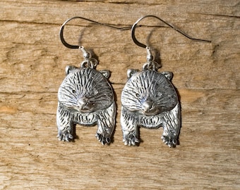 Wombat Earrings Sterling Silver