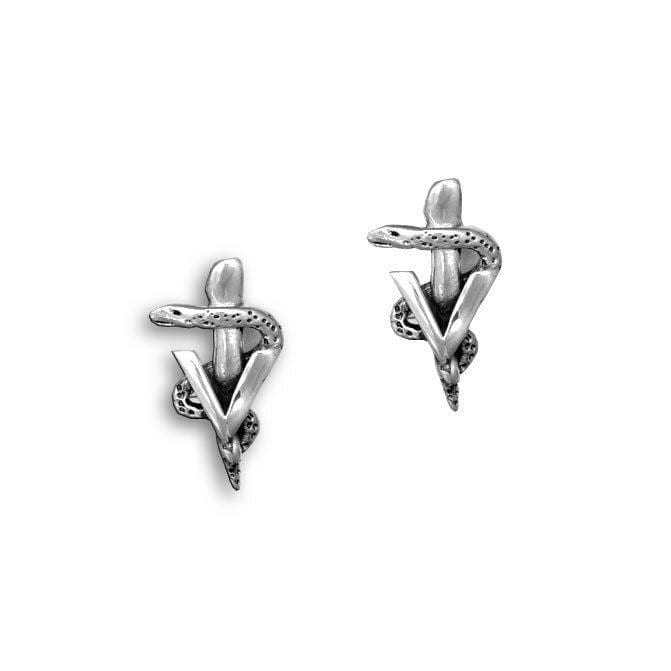 Veterinary Caduceus Stud Earrings Sterling Silver