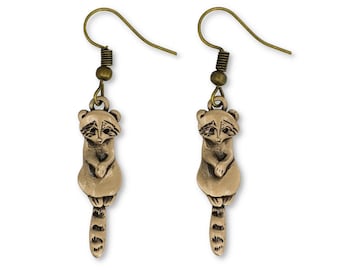 Bronze Raccoon Earrings