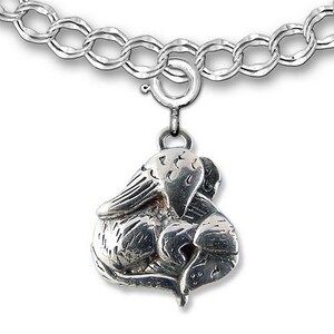 Dog Angel Charm for Bracelet Sterling Silver