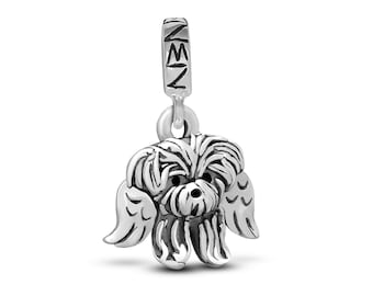 Shorkie Charm on European Style Bead in Sterling Silver