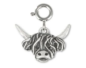PROESS Highland - Bracciali a forma di mucca, in argento Sterling 925, con girasoli, Highland Cow Bead, Argento sterling
