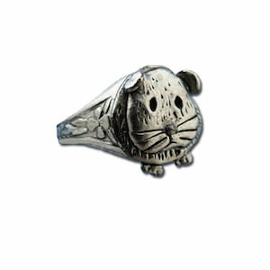 Pewter Guinea Pig Ring Pocket pet lover Cavy gifts