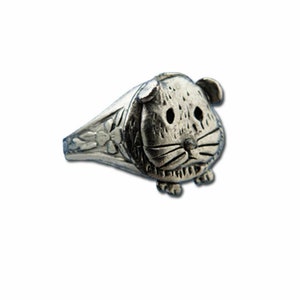 Pewter Guinea Pig Adjustable Ring