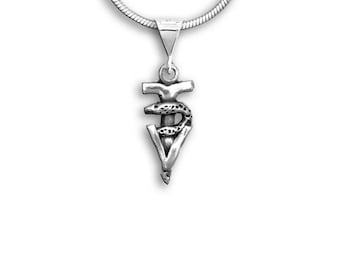Vet Tech Small Caduceus Pendant Sterling Silver