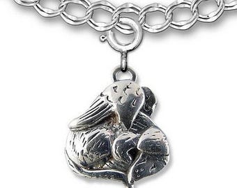 Dog Angel Charm for Bracelet Sterling Silver