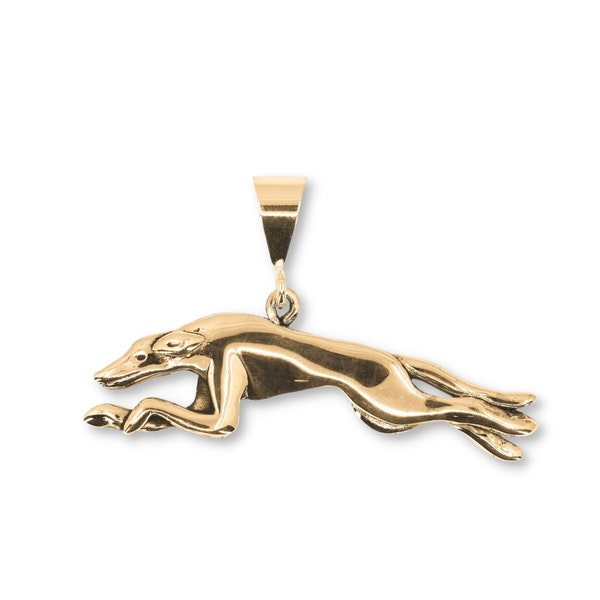 Running Greyhound Pendant in 14K Solid Gold