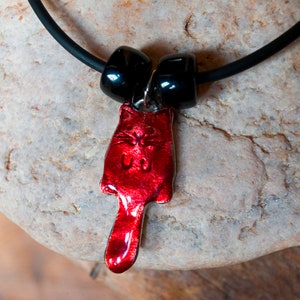 Enamel Red Cat Necklace