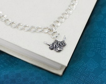 Orecchini Mucca Highland In Argento Sterling 925 - Regalo Animali