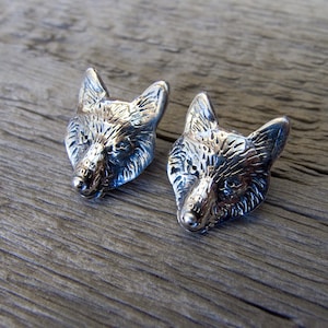 Wolf Stud Earrings Sterling Silver