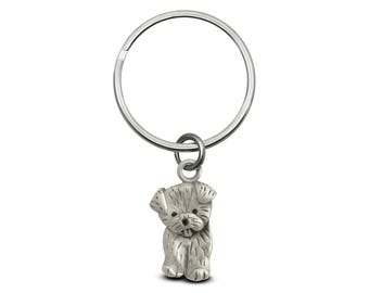 Pewter Small Yorkie Key chain