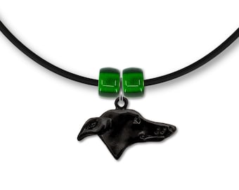 Black Greyhound Necklace in Enamel