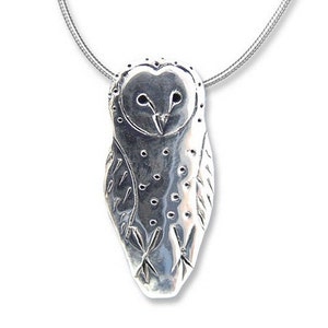 Barn Owl Pendant in Sterling Silver