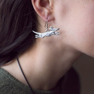 Pewter Running Dachshund Earrings