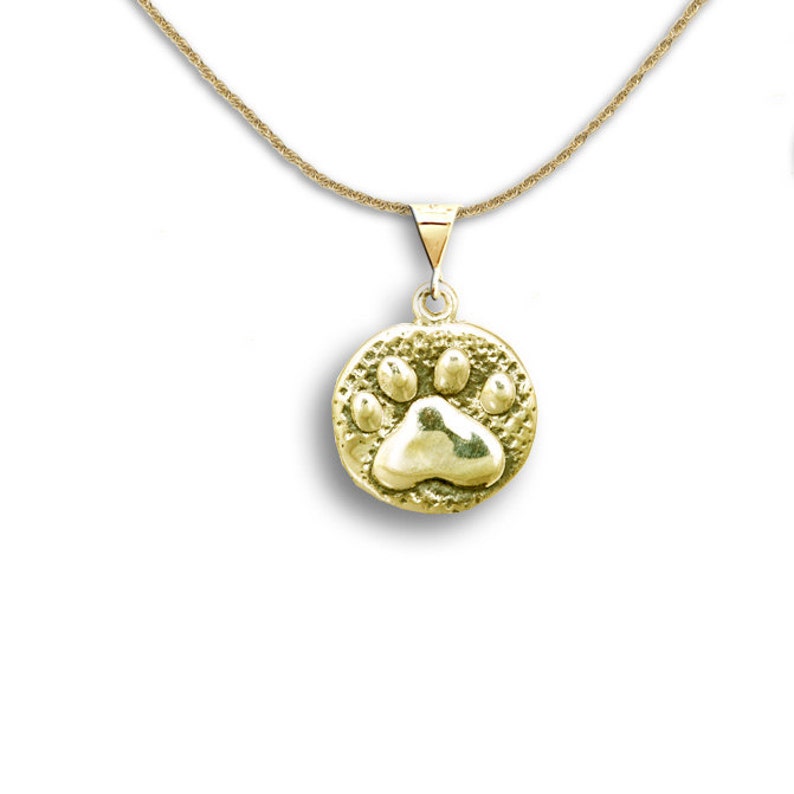 14K Solid Gold Paw Print Pendant Dog Paw Charm Pet Loss Gifts Etsy