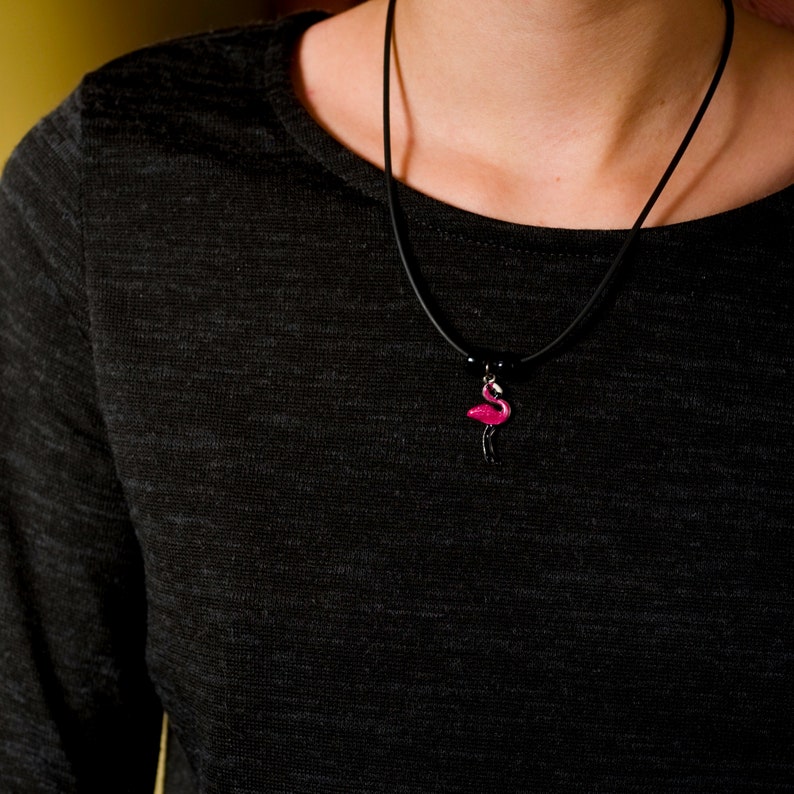 Enamel Pink Flamingo Necklace image 2