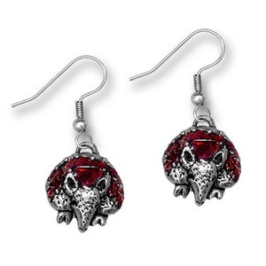 Enamel Armadillo Earrings Pewter