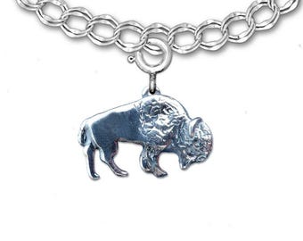 Sterling silver bison charm Buffalo gifts North American Bison