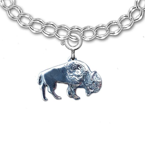 Sterling silver bison charm Buffalo gifts North American Bison