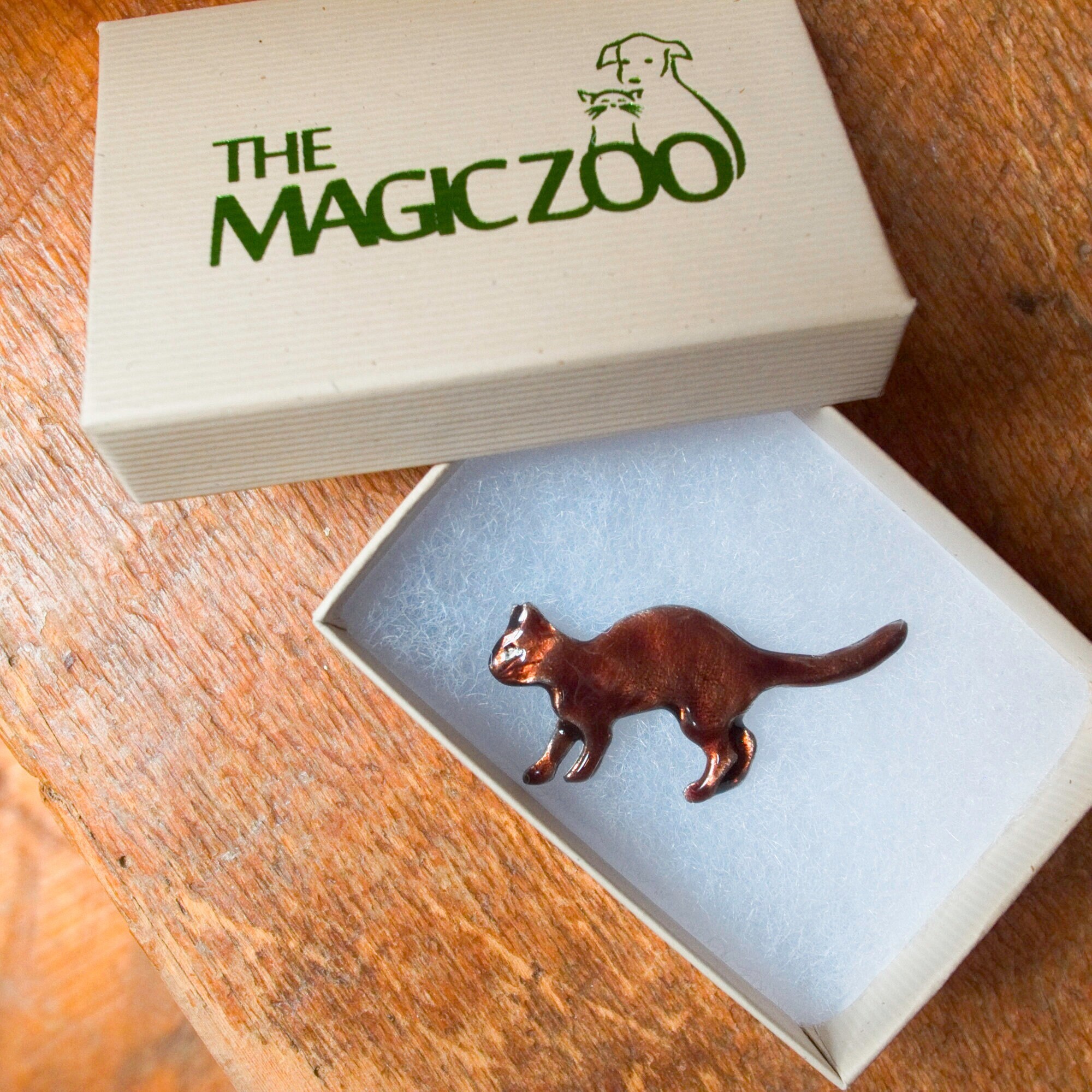 Enamel Havana brown cat brooch Cat lady jewelry Feline pin
