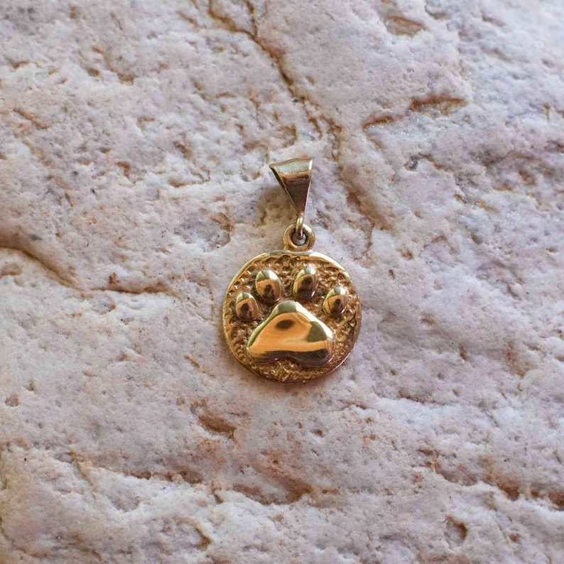 14K Solid Gold Paw Print Pendant Dog Paw Charm Pet Loss Gifts Etsy