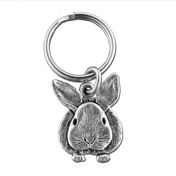 Pewter Bunny Keychain - Etsy