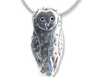 Barn Owl Pendant in Sterling Silver