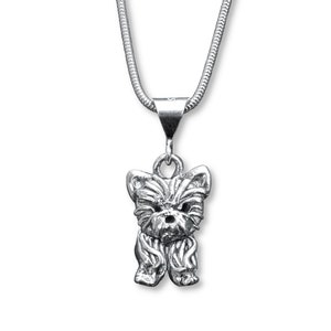 Sterling Silver Yorkie Puppy Pendant Yorkshire terrier charm