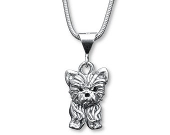 Sterling Silver Yorkie Puppy Pendant Yorkshire terrier charm