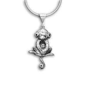 Sitting Monkey Pendant Sterling Silver