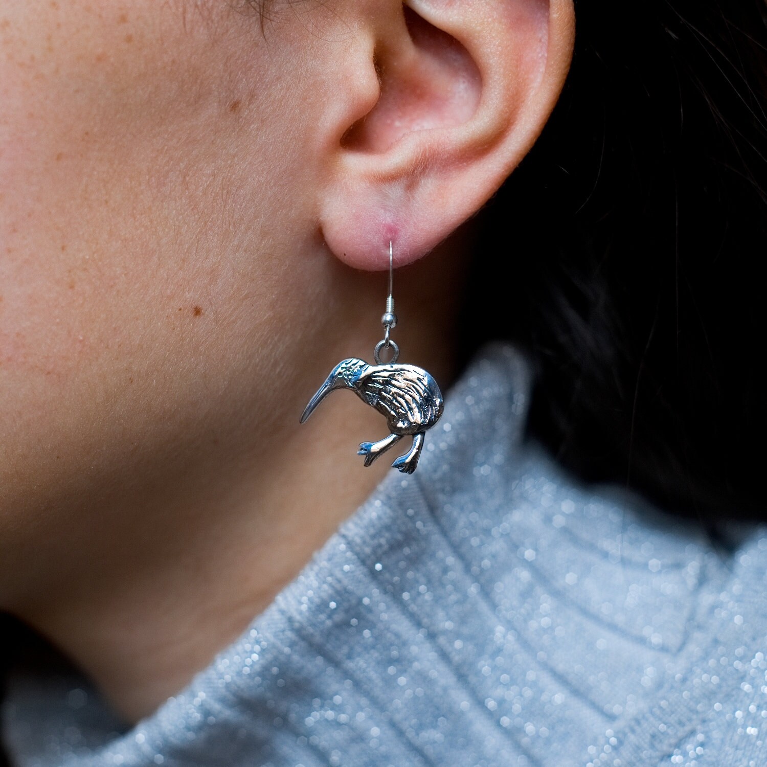Sterling Silver Kiwi Bird Earrings Etsy