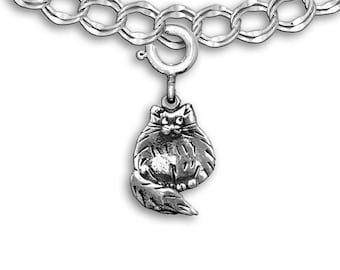 Fat Cat Charm in Sterling Silver