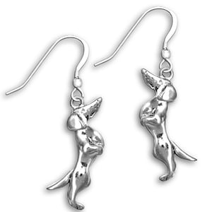 Jumping Dachshund Earrings in Sterling Silver