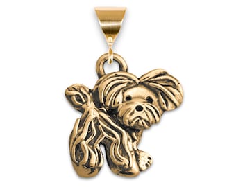 14K Gold Playful Maltese Pendant Maltese Dog gift