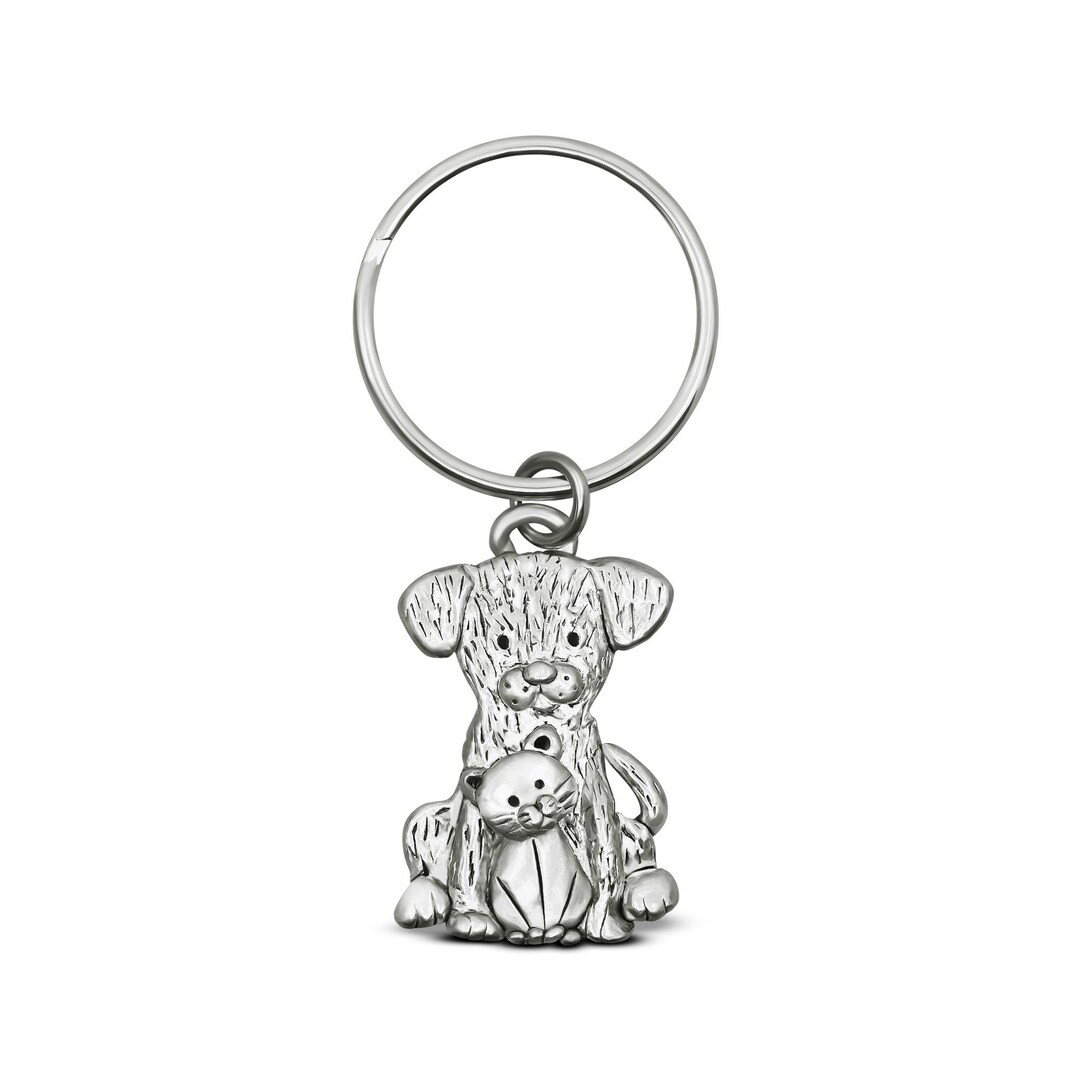 Pewter Dog and Cat Key Chain - Etsy