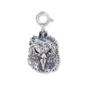 Bald Eagle Face Charm for Bracelet in Sterling Silver