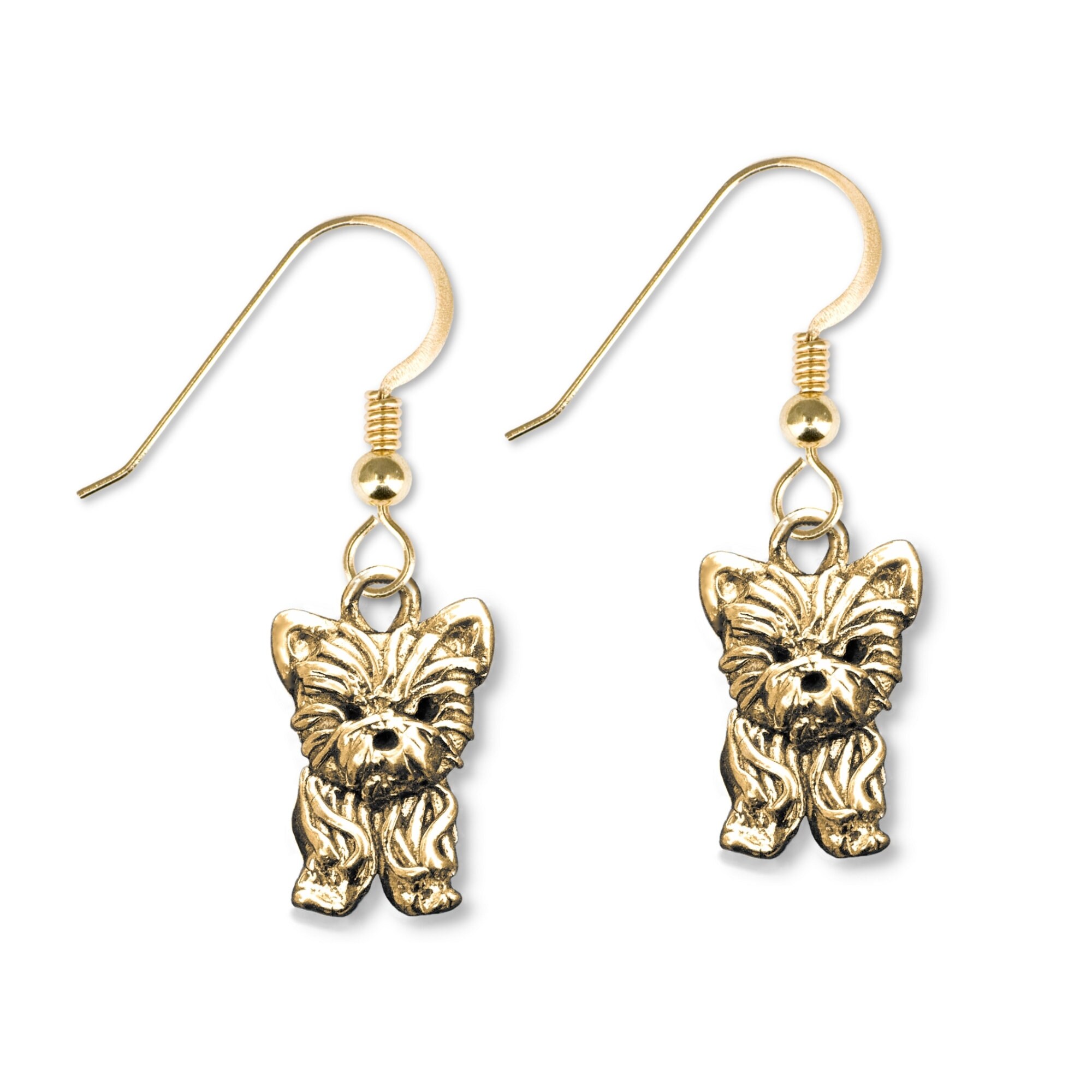Yorkie Puppy Earrings in 14K Solid Gold Etsy