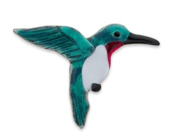 Enamel Ruby Throated Hummingbird Pin