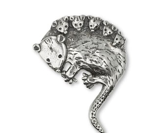 Opossum Brooch Sterling Silver