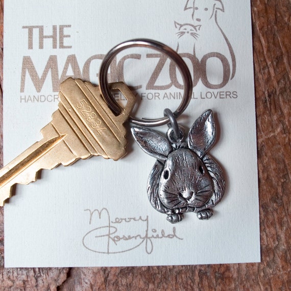 Pewter Bunny Keychain - Etsy