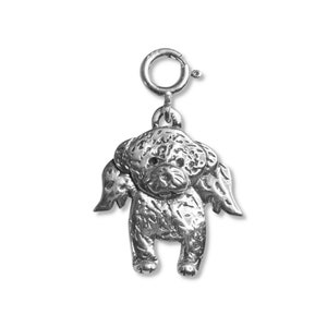 Bichon Frise Angel Charm for Bracelet Sterling Silver