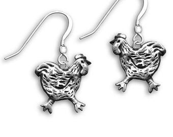 Huhn Ohrringe in Sterling Silber