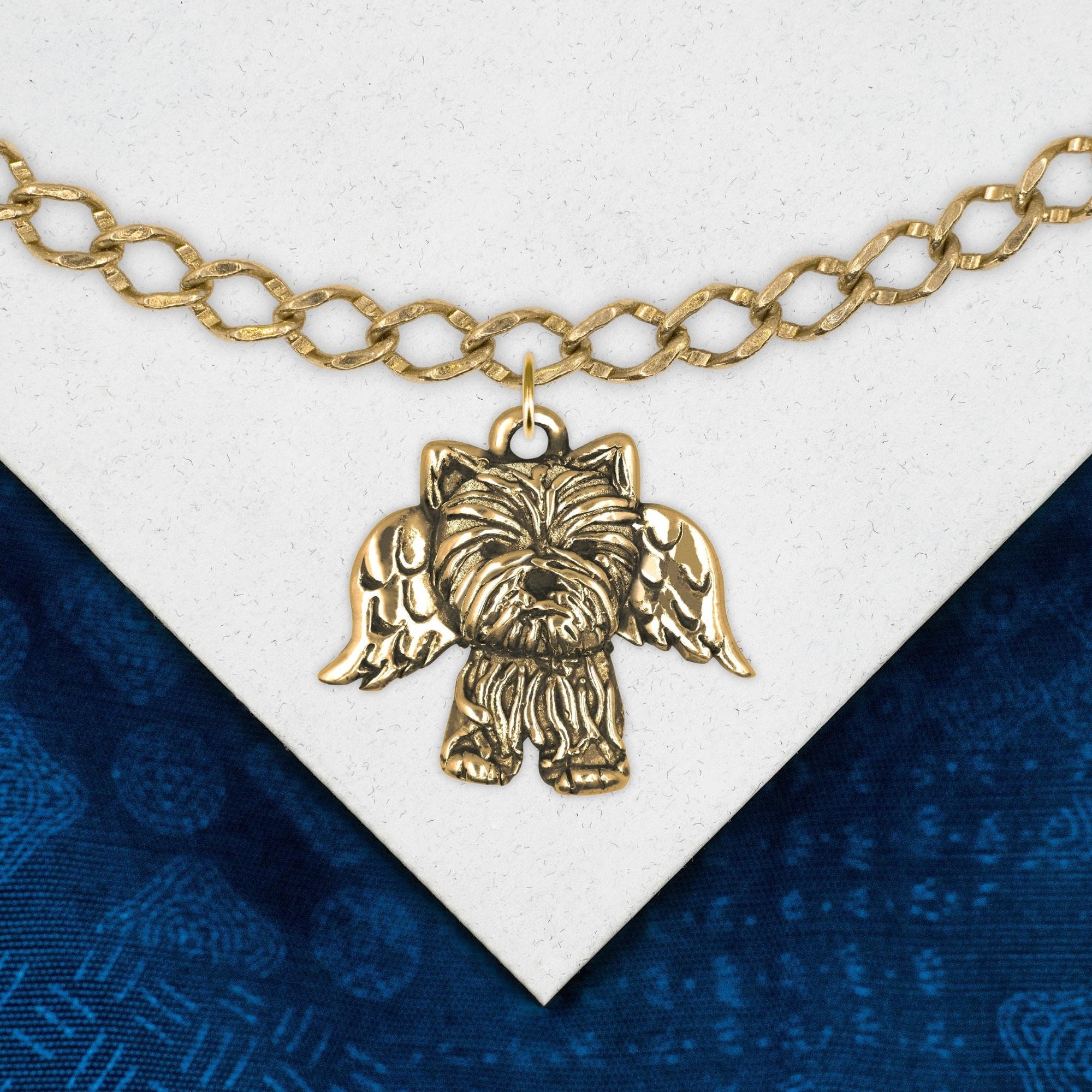 14K 純金のヨーキー エンジェル チャーム - Etsy 日本