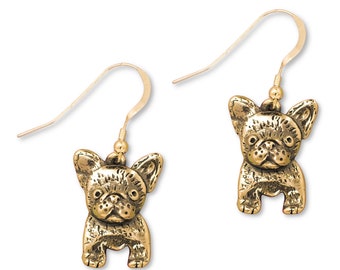 French Bulldog Puppy Earrings in 14K Solid Gold